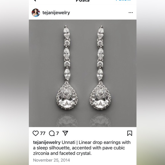 Cubic Zirconia and pave crystal drop earrings - Picture 2 of 7